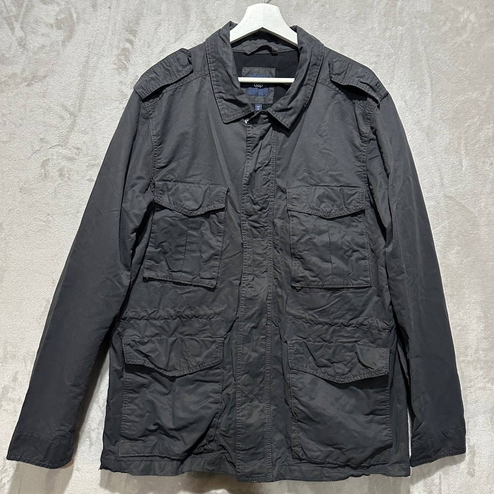 Gap Mens XL Military Field Jacket Charcoal Gray Cotton Nylon Utility M-65 Style